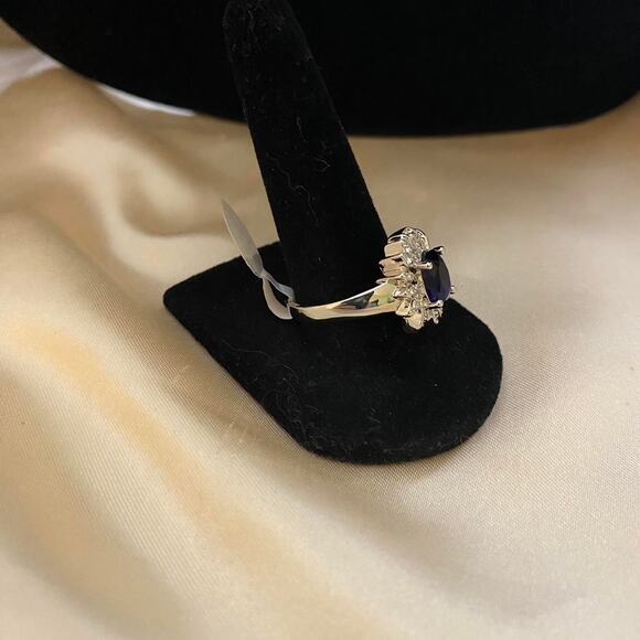 Silver Blue Gemstone Ring  Size 10 - Picture 7 of 7